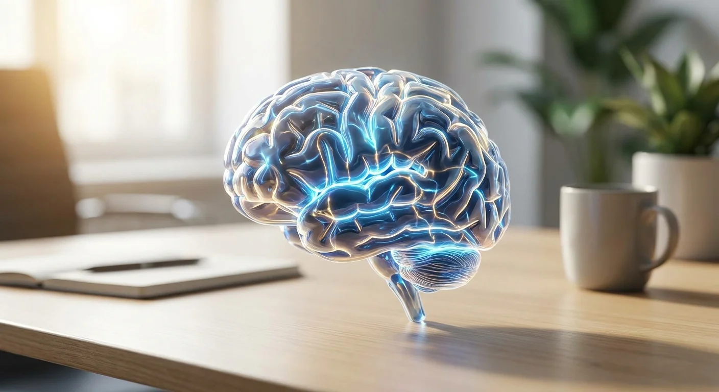 A glowing, stylized human brain with luminous neural pathways connecting and lighting up, symbolizing neuroplasticity and the physical rewiring of the mind.