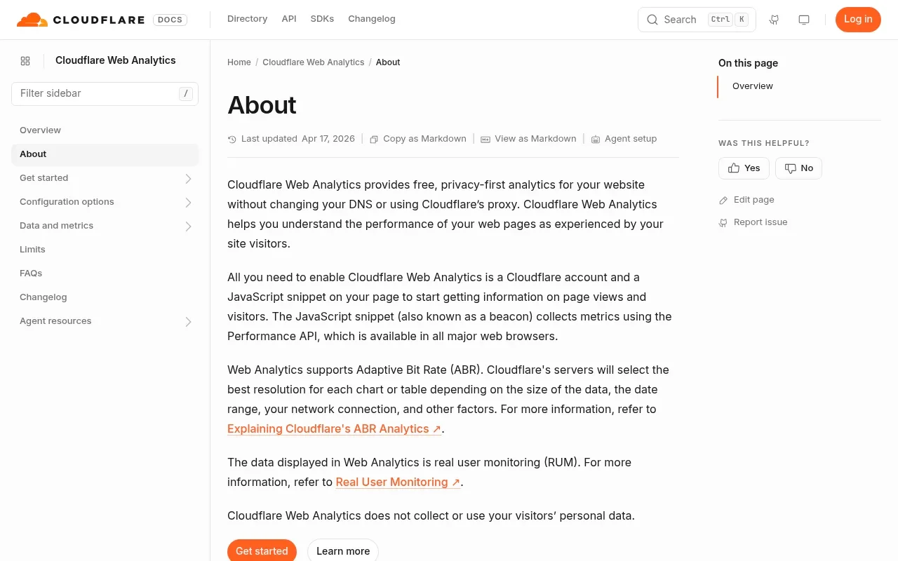 Cloudflare Web Analytics