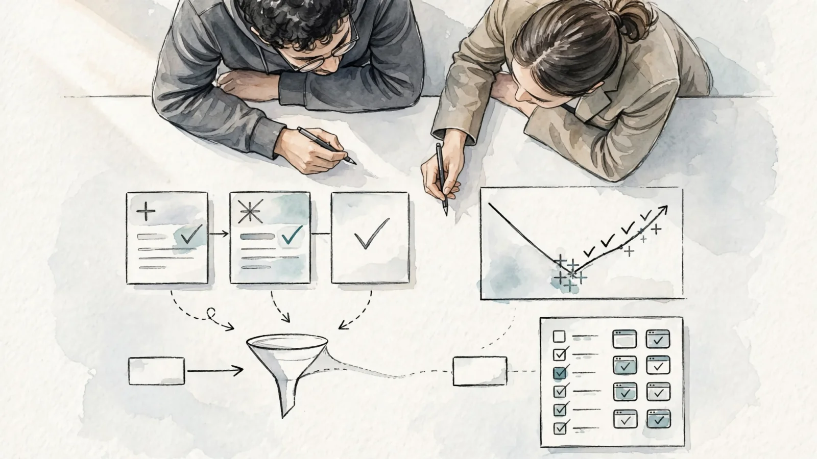 A developer and marketer review organic landing pages and conversion activity after a server-error spike, showing the operational and SEO consequences in one realistic workspace; request no text.