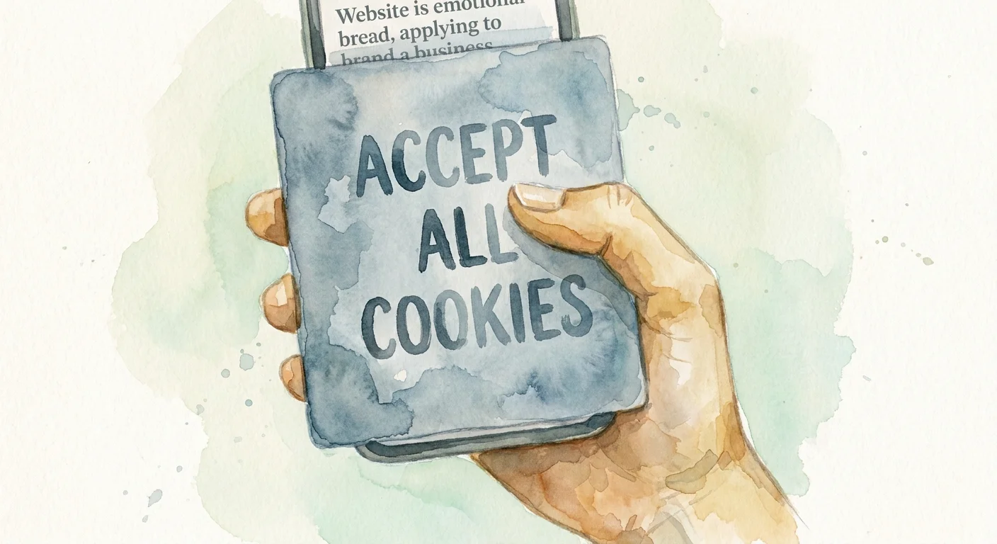A frustrating, oversized pop-up cookie banner completely obstructing a mobile phone screen.