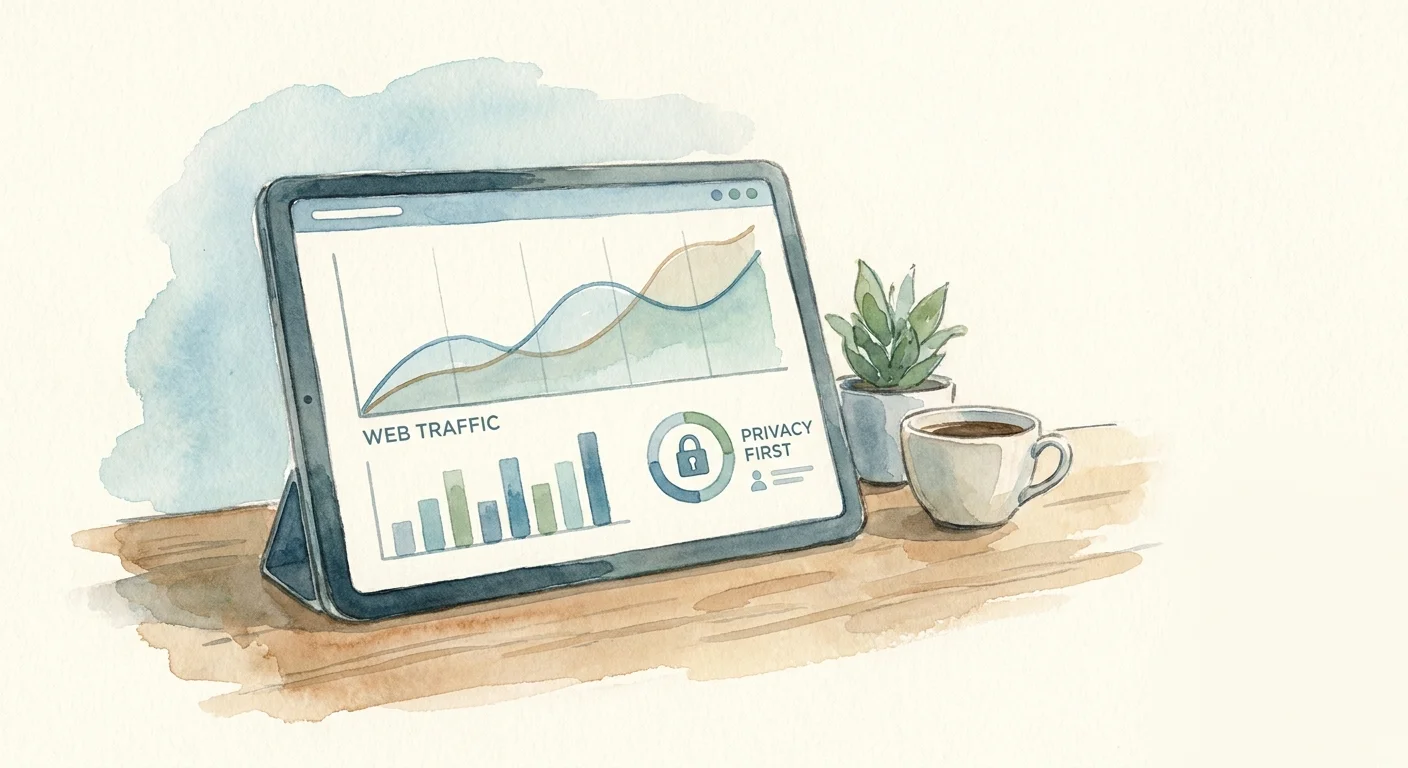 A clean, modern analytics dashboard displaying website traffic data without any user identity profiles.
