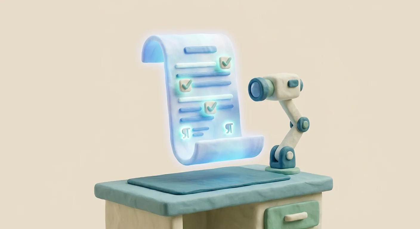 A glowing holographic document with highlighted footnotes and verified checkmarks floating above it, symbolizing E-E-A-T and real citations.